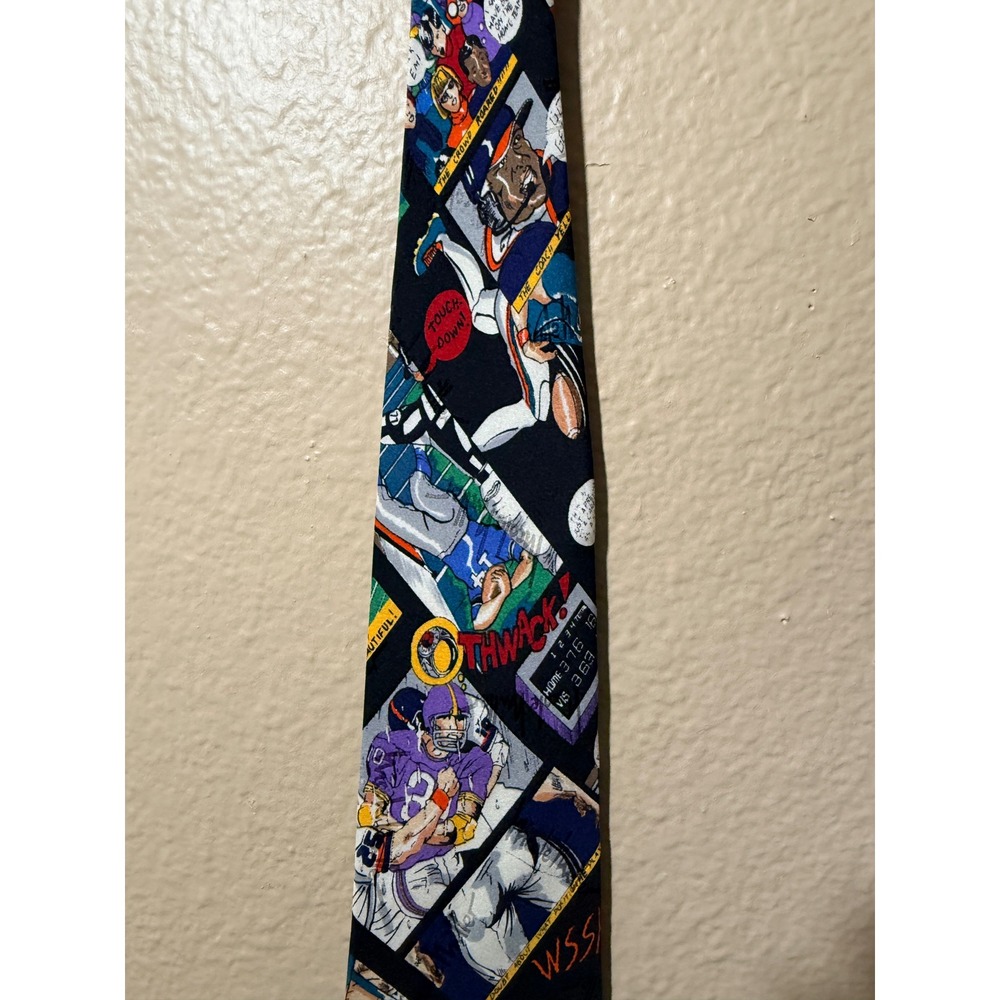 Nicole Miller 1993 Football Silk Mens Tie Vintage Rare Athletic 90's Super Bowl - Picture 7 of 8